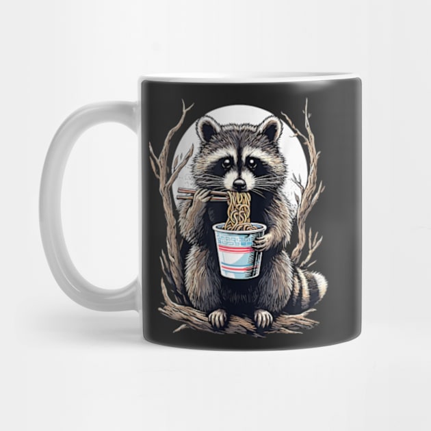 Raccoon Eating Instant Noodle Cup Funny Gifts For Women Men T-Shirt by YolandaRoberts